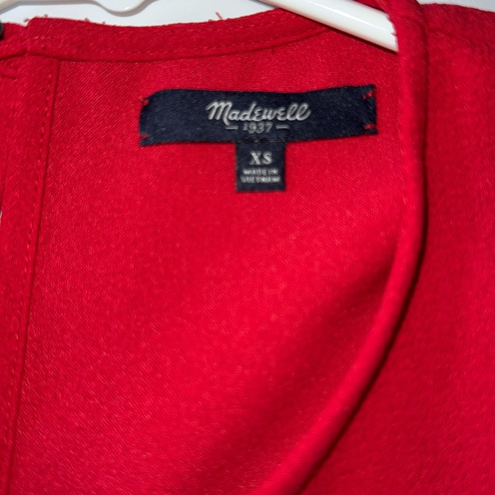 Madewell Short Sleeve Blouse Red XSmall - Picture 4 of 4